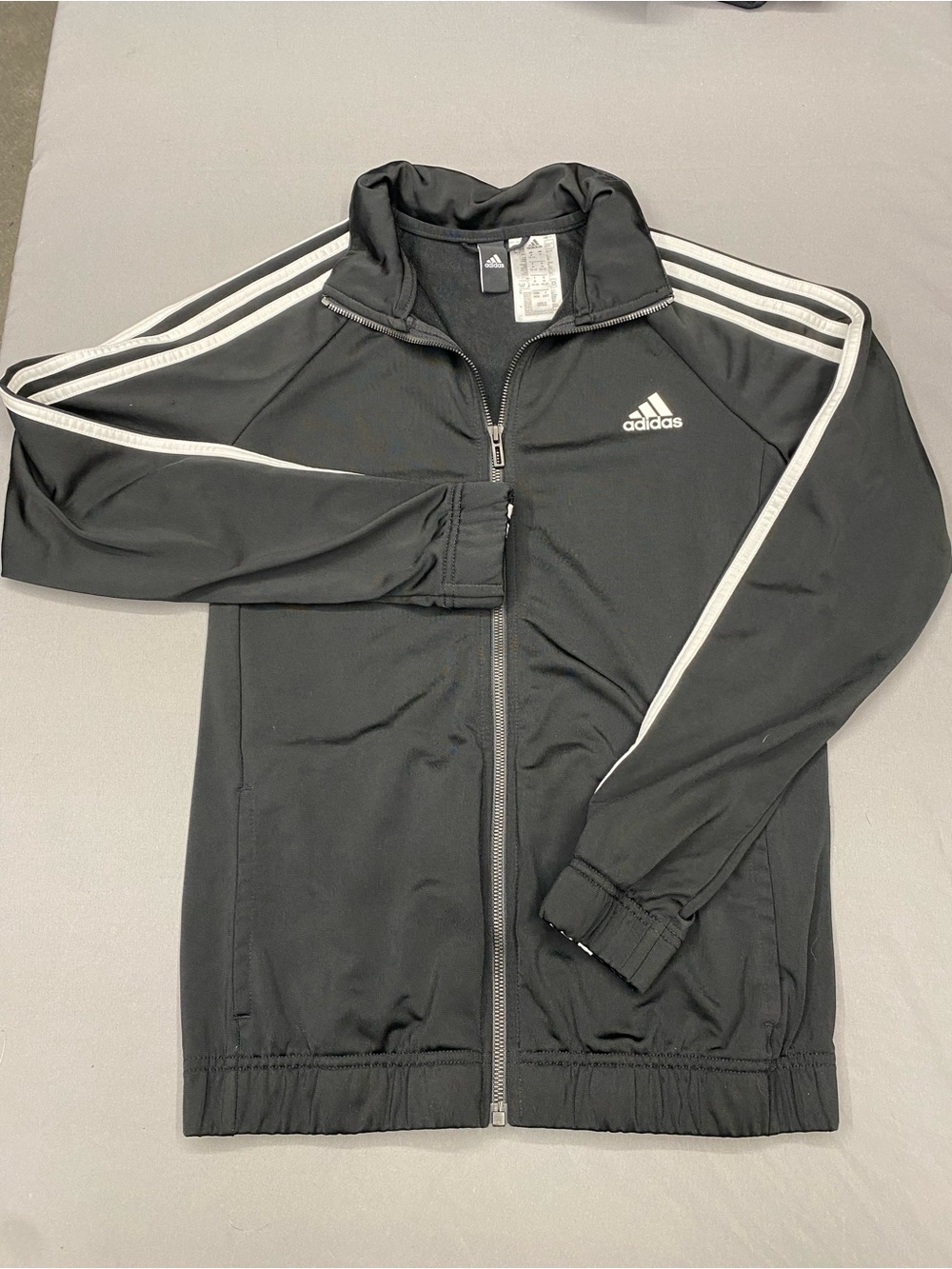 adidas Black Track Jacket with White Three-Stripe Detail